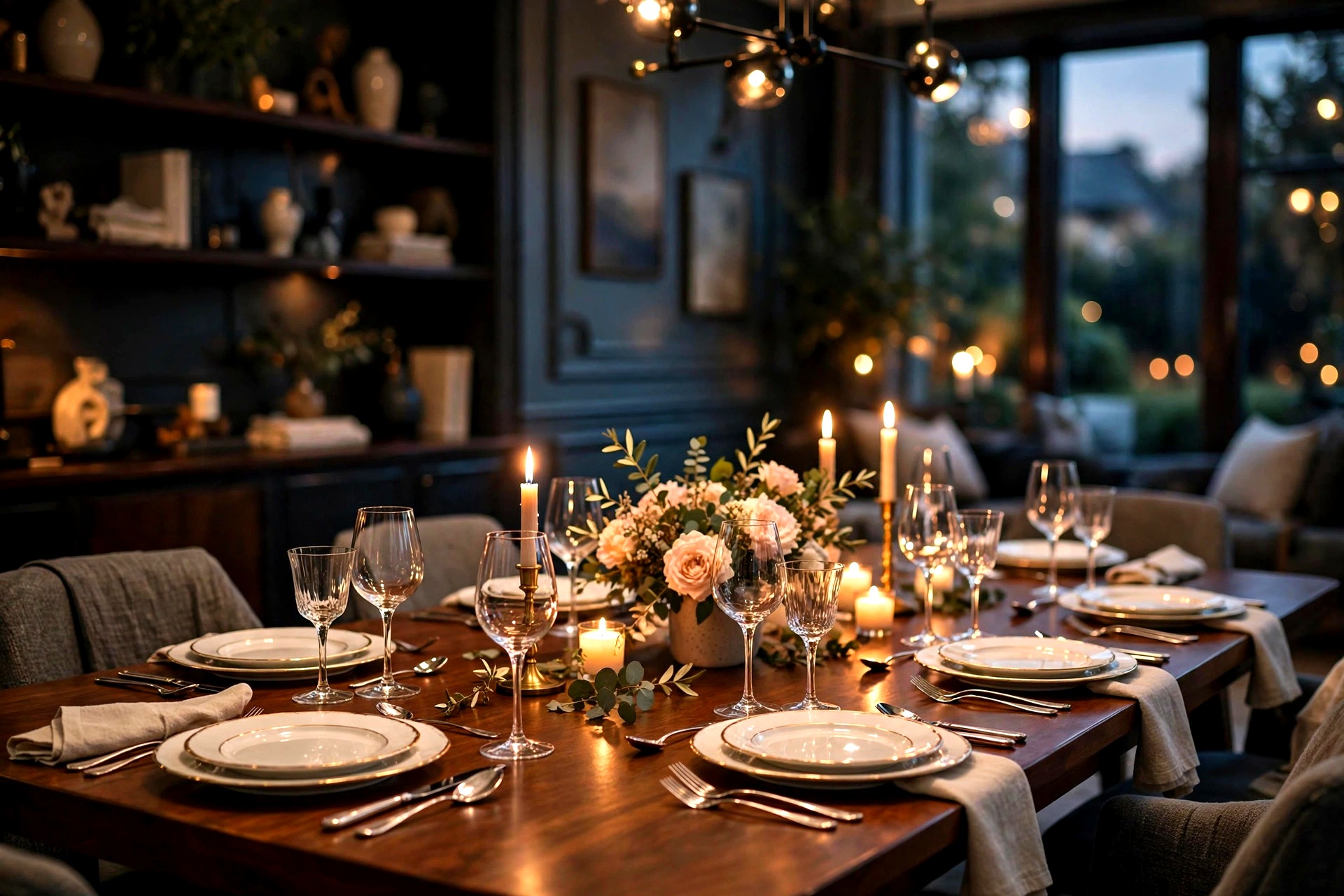 Elegant wedding reception table setting