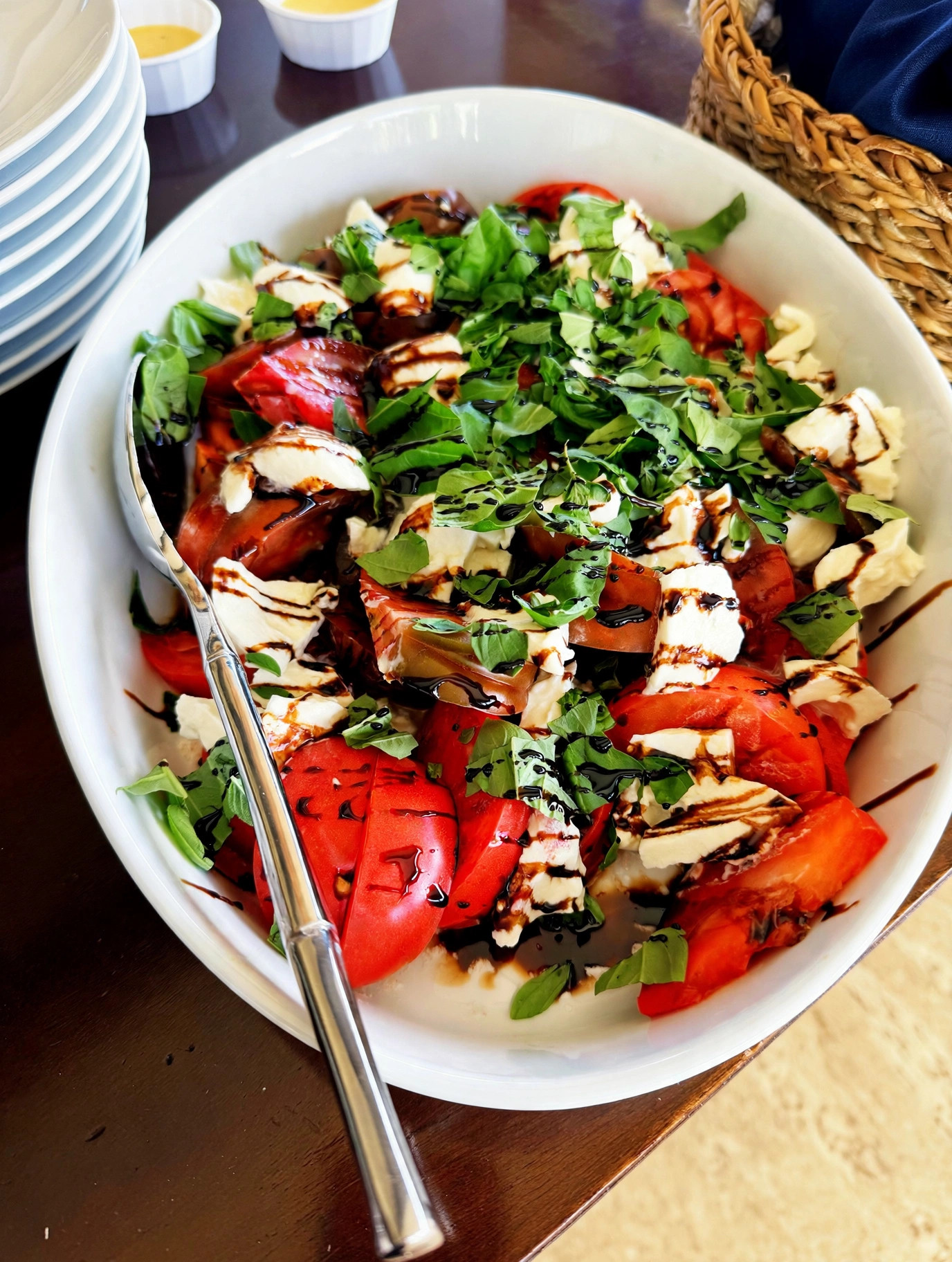 Heirloom tomato, mozzarella and basil with balsamic
