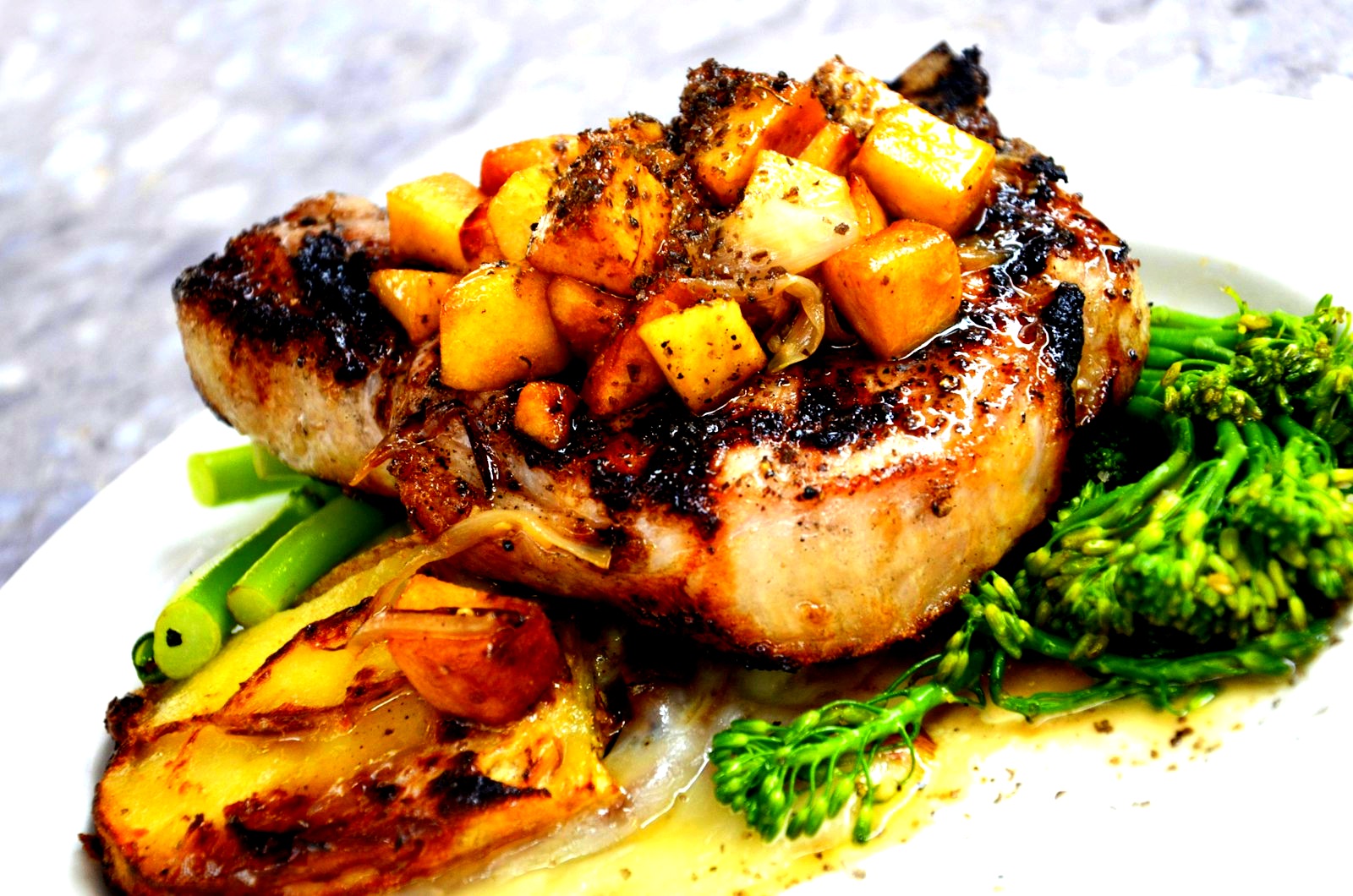 Plated pork chop