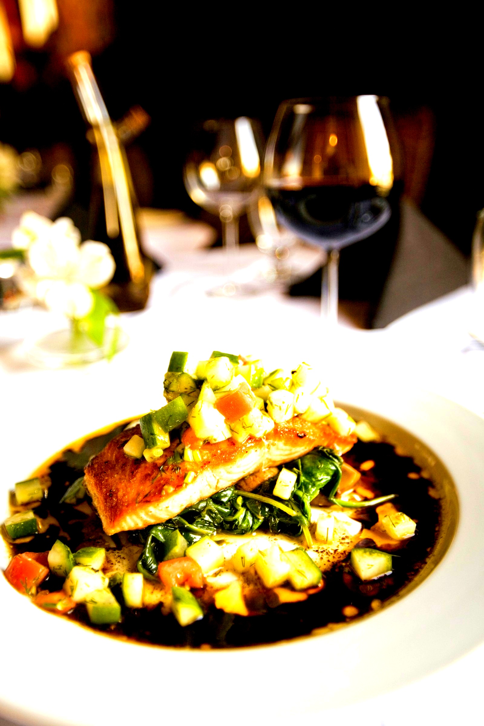 Plated salmon dish